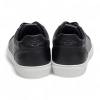 Men's Black Leather Lace-Up Casual Sneakers