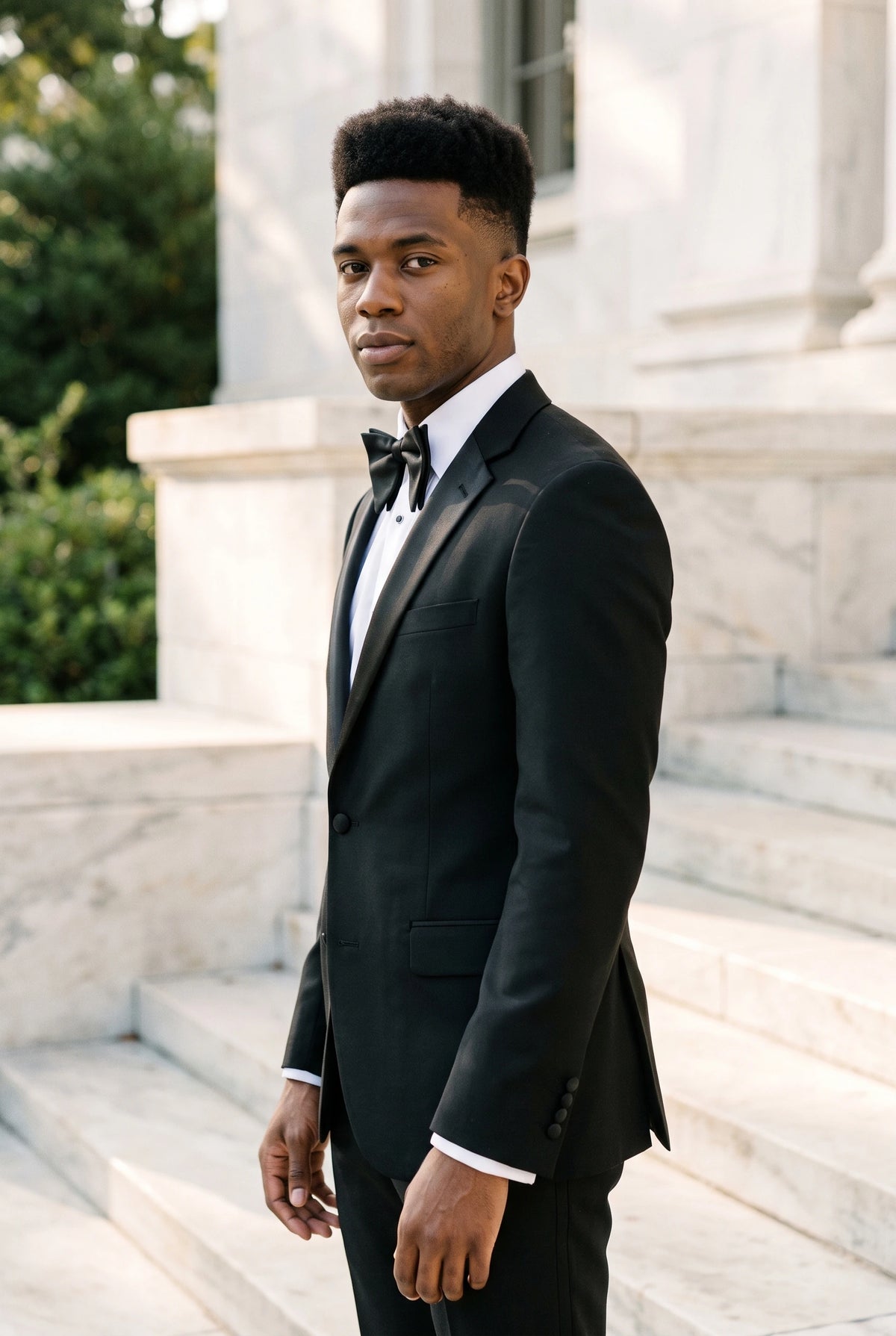 Men’s Black Satin Slim Business Bow Tie