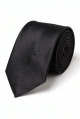 Men’s Black Tie Set with Pocket Square and Cufflinks