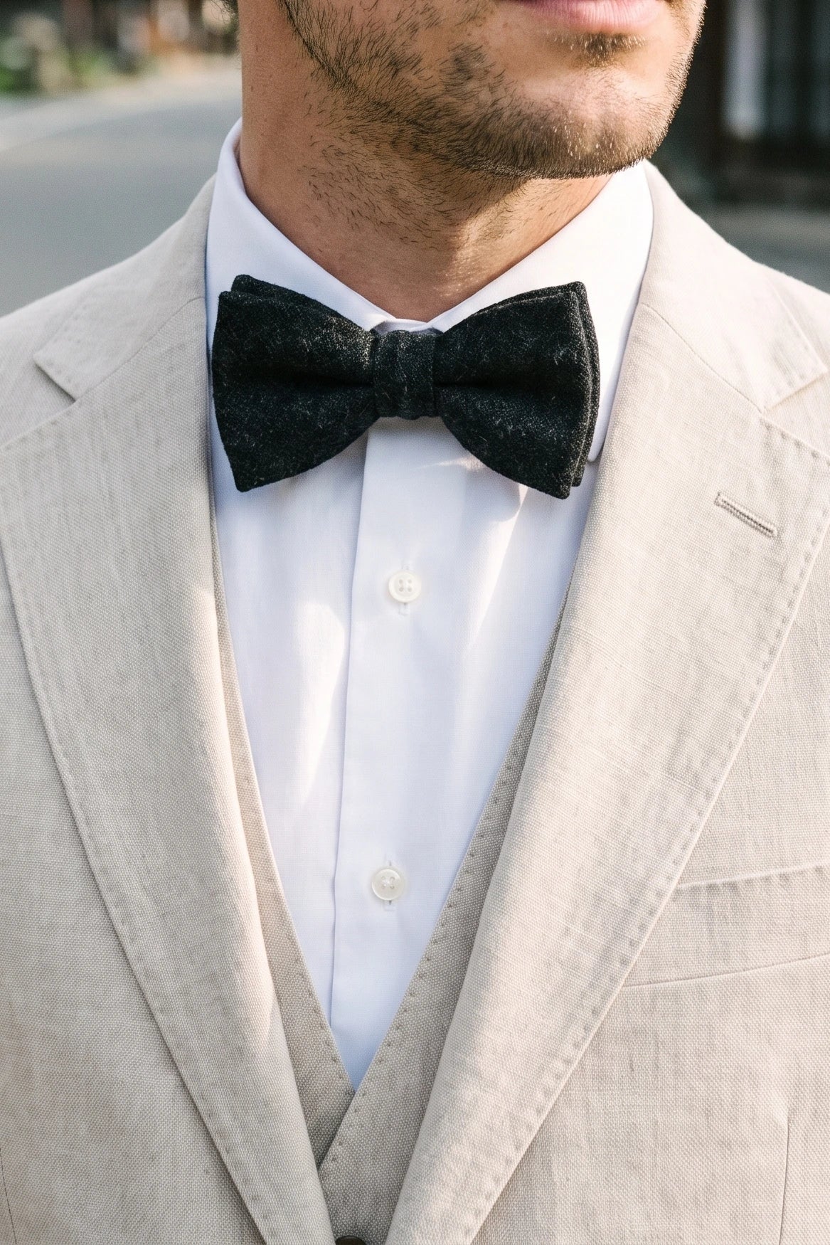 Men’s Black Tweed Bow Tie