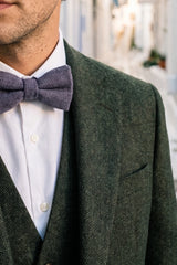 Men’s Blue Herringbone Tweed Bow Tie