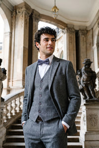 Men’s Blue Herringbone Tweed Bow Tie