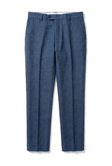Dion - Men's Blue Herringbone Tweed Check Trousers