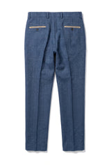 Dion - Men's Blue Herringbone Tweed Check Trousers