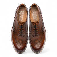 Men's Brown Leather Wingtip Brogue Oxford Shoes
