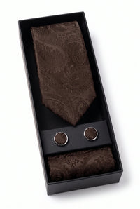 Men’s Brown Paisley Tie Gift Set