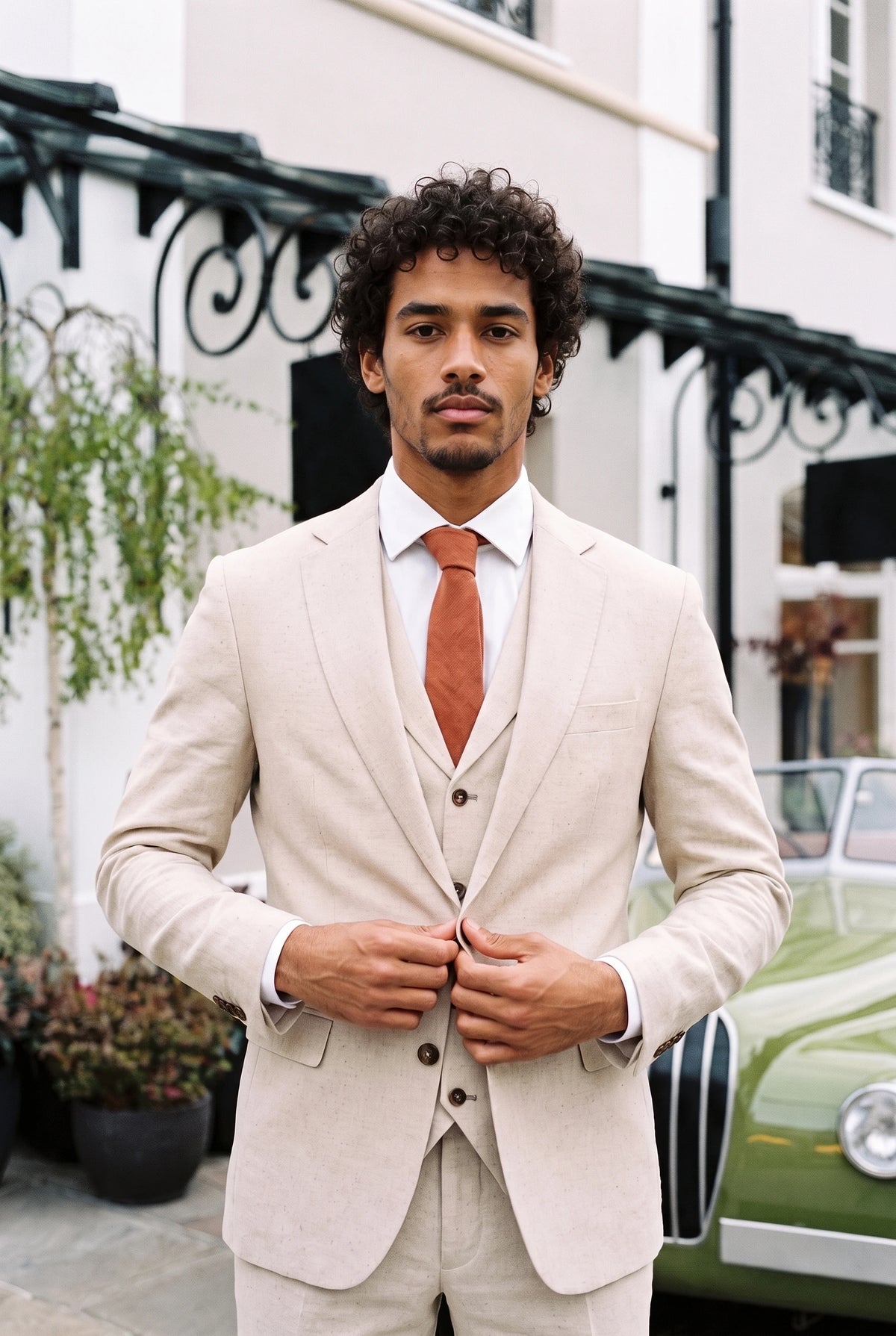 Men’s Brown Suede-Finish Tie