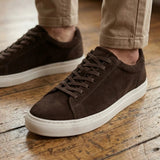 Men's Brown Suede Leather Lace-Up Casual Sneakers