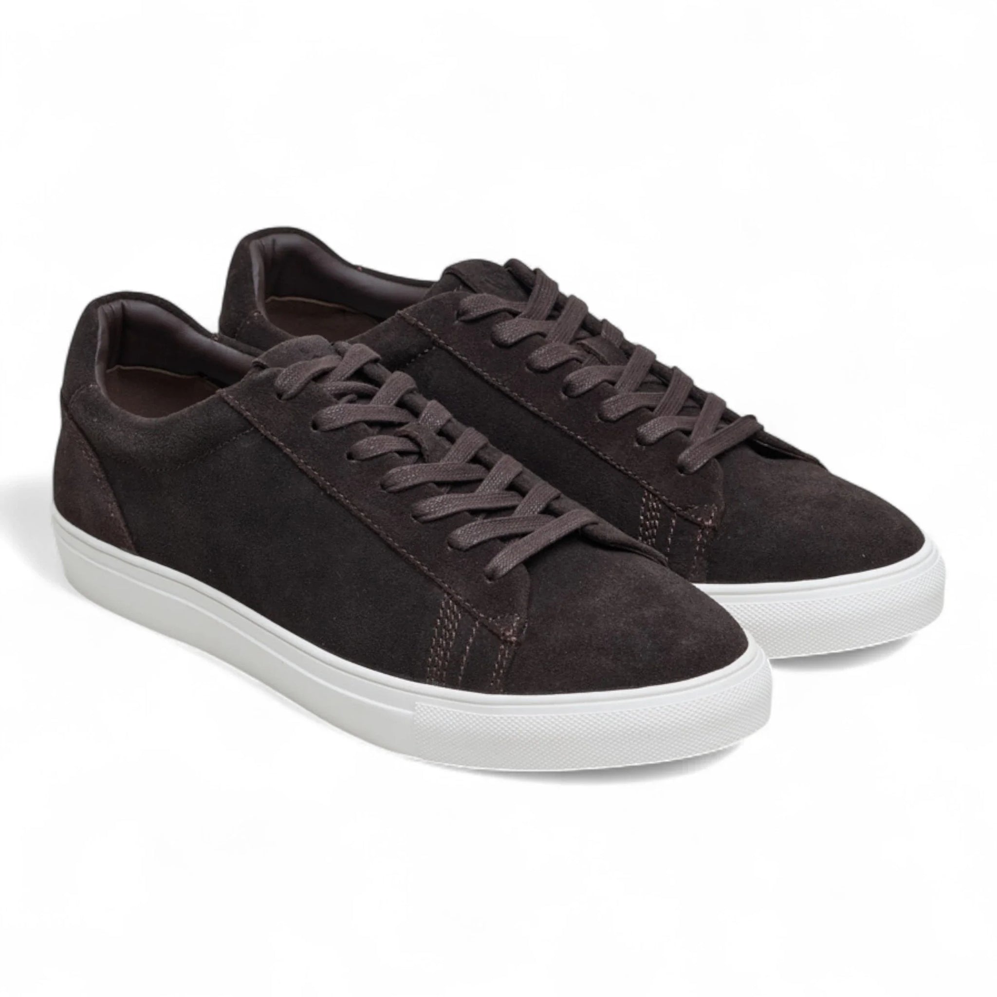 Men's Brown Suede Leather Lace-Up Casual Sneakers