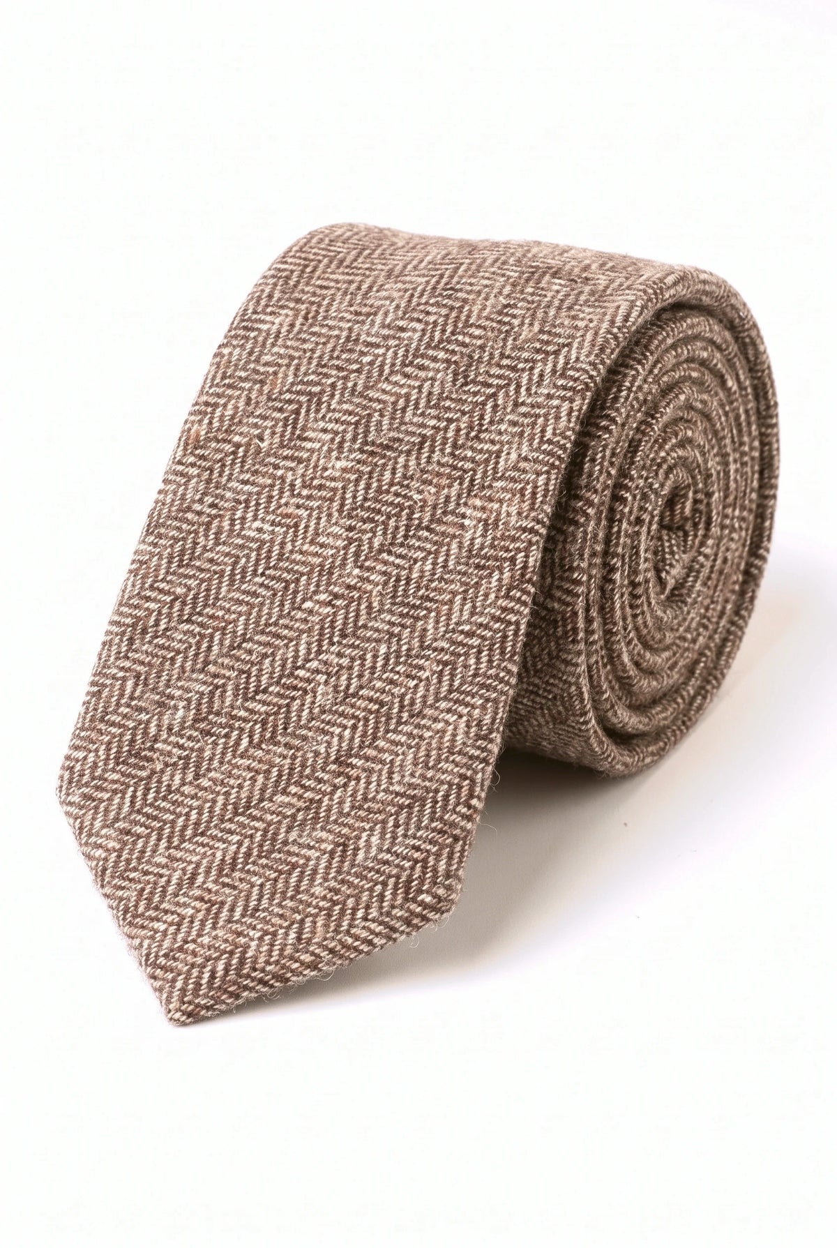 Men’s Brown Tweed Herringbone Check Tie
