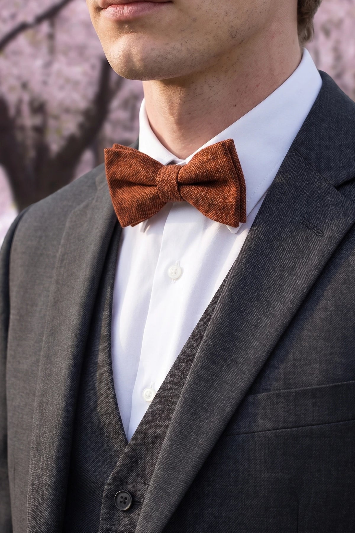 Men’s Brown Tweed Wool Blend Bow Tie