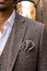 Men’s Brown Tweed Wool Blend Pocket Square