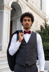 Men’s Burgundy Double Layer Bow Tie