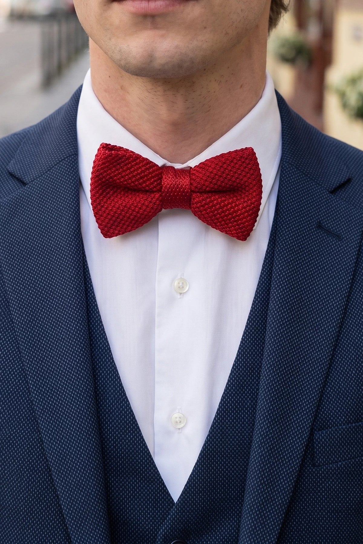 Men’s Burgundy Knitted Bow Tie