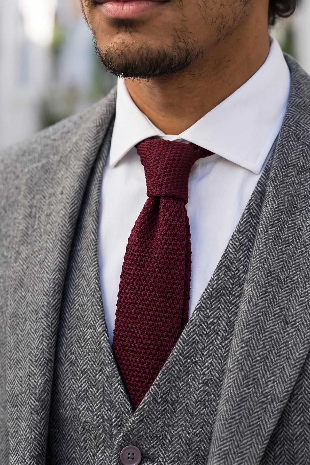 Men’s Burgundy Knitted Tie