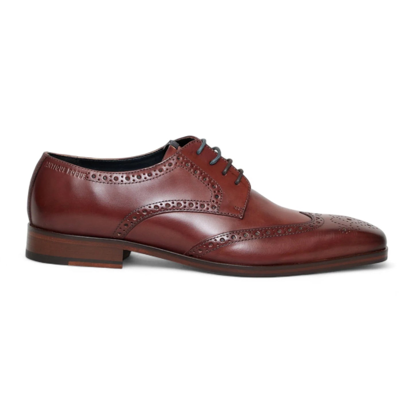 Men's Burgundy Leather Classic Formal Lace-Up Brogue Shoes