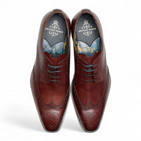 Men's Burgundy Leather Classic Formal Lace-Up Brogue Shoes