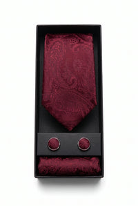 Men’s Burgundy Paisley Tie Gift Set