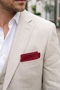 Men’s Burgundy Tweed Wool Blend Pocket Square