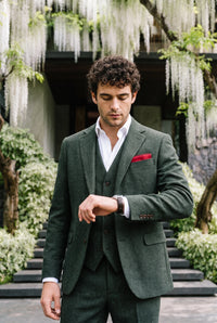 Men’s Burgundy Tweed Wool Blend Pocket Square