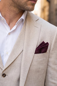 Men’s Burgundy Tweed Wool Blend Pocket Square