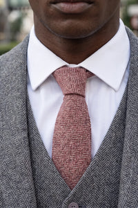 Men’s Burgundy Wool Blend Tweed Tie