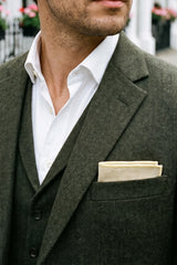 Men’s Champagne Tweed Wool Blend Pocket Square
