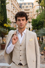 Men’s Champagne Tweed Wool Blend Pocket Square