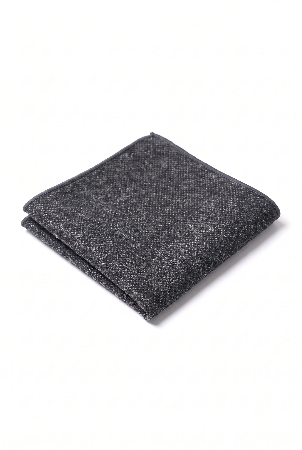 Men’s Charcoal Tweed Wool Blend Pocket Square