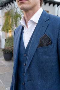Men’s Charcoal Tweed Wool Blend Pocket Square
