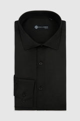 Men's Classic Double Cuff Cutaway Collar Dress Shirt - Black