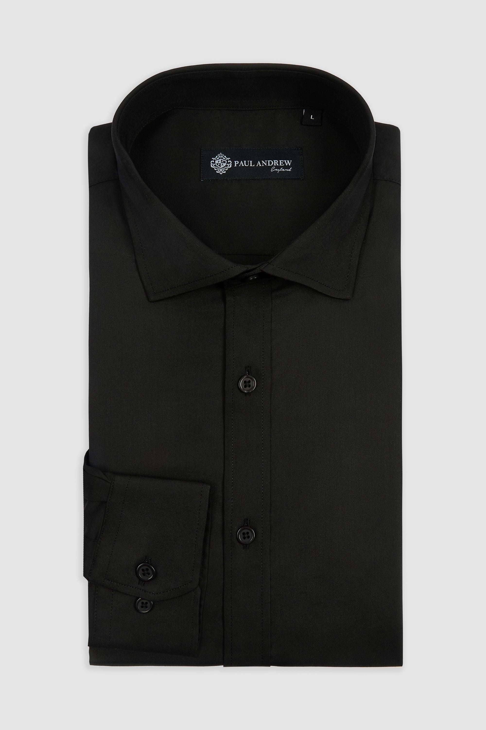 Men's Classic Double Cuff Cutaway Collar Dress Shirt - Black