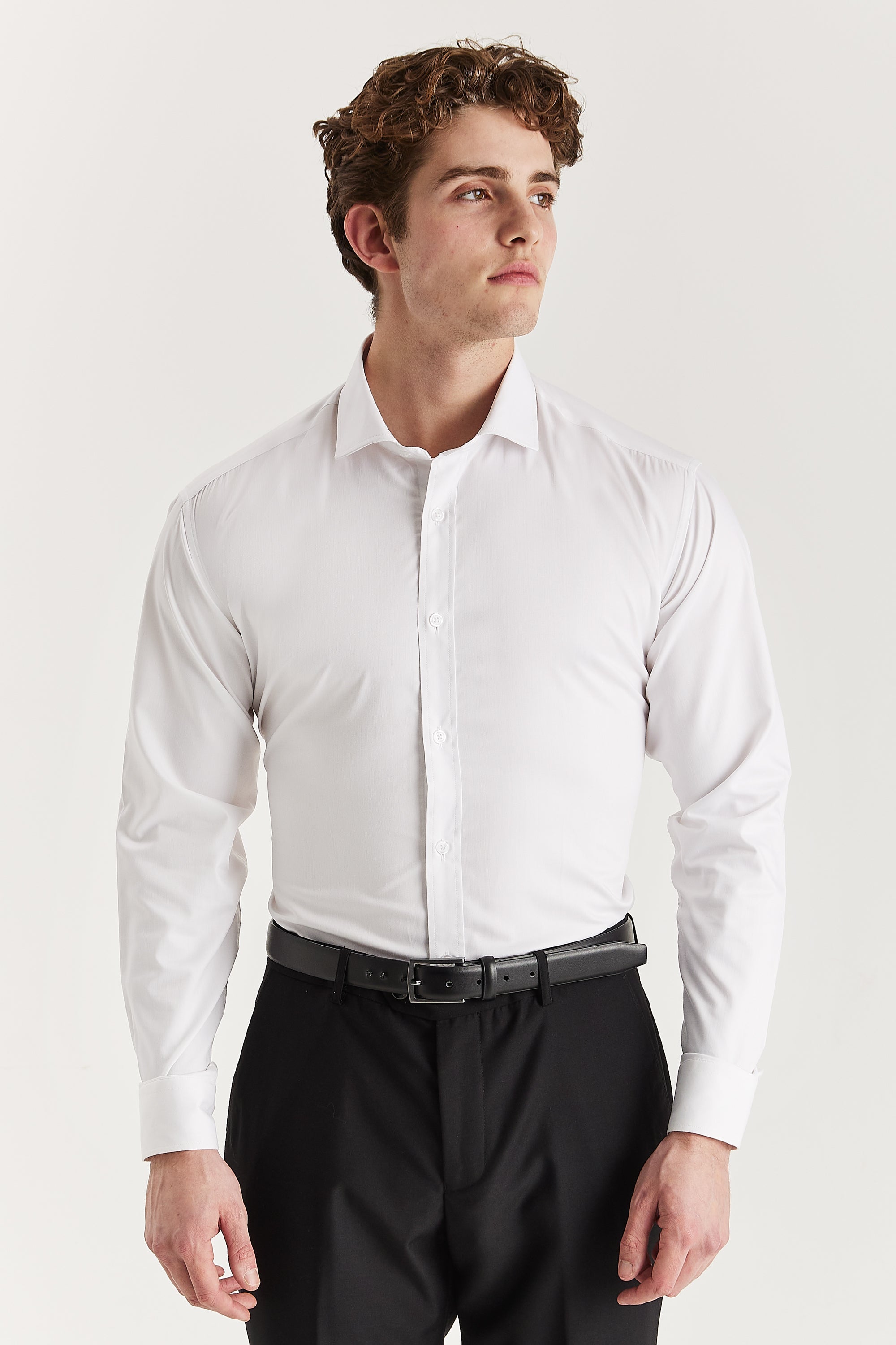 Men's Classic Double Cuff Cutaway Collar Dress Shirt
