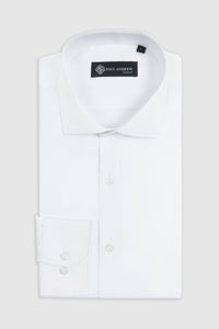 Men's Classic Double Cuff Cutaway Collar Dress Shirt - White