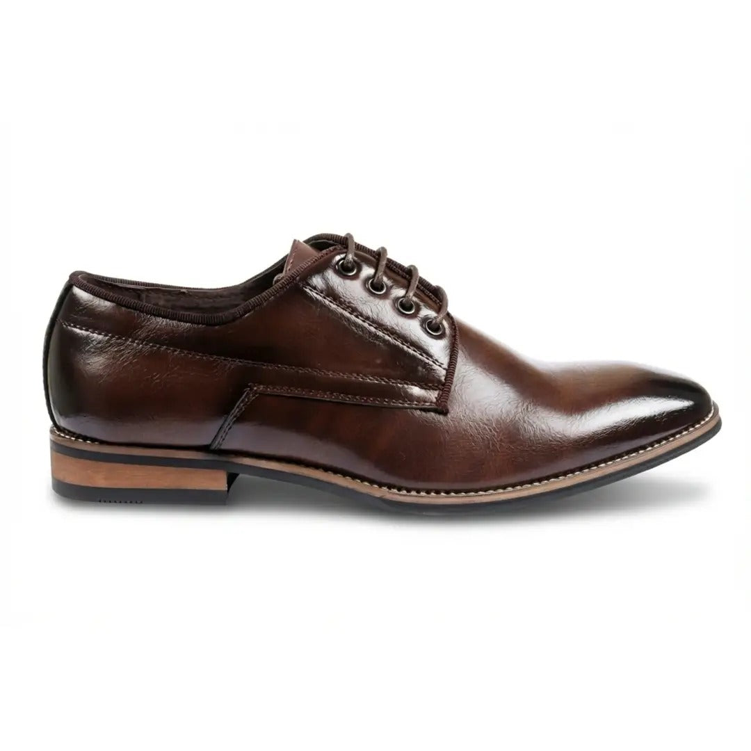 Men's Classic Plain Toe Lace-Up Derby Shoes