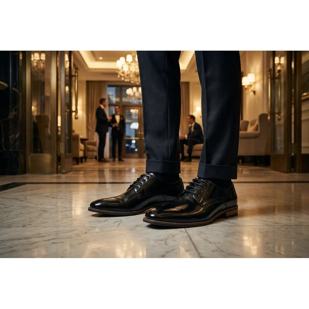 Men's Classic Plain Toe Lace-Up Derby Shoes