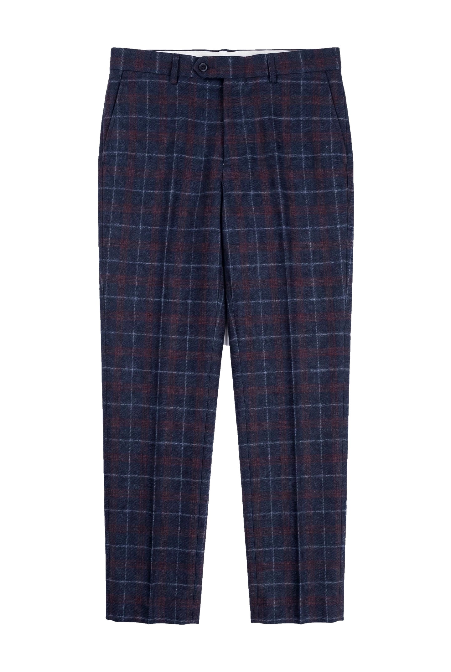 Rover - Men's Blue Wedding Trousers Tweed Check