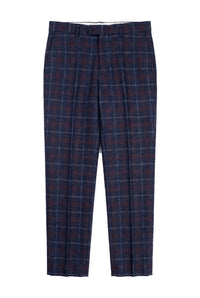 Rover - Men's Blue Wedding Trousers Tweed Check