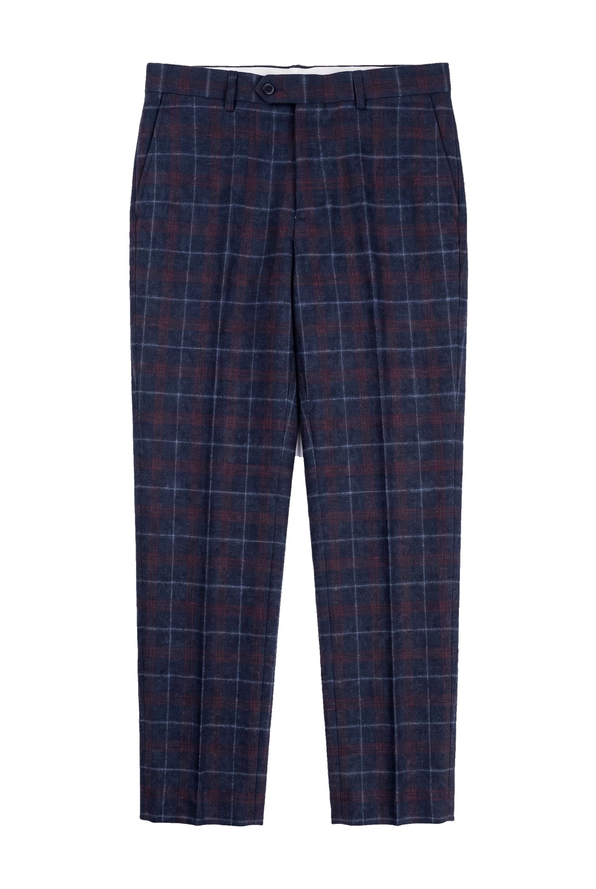 Rover - Men's Blue Wedding Trousers Tweed Check