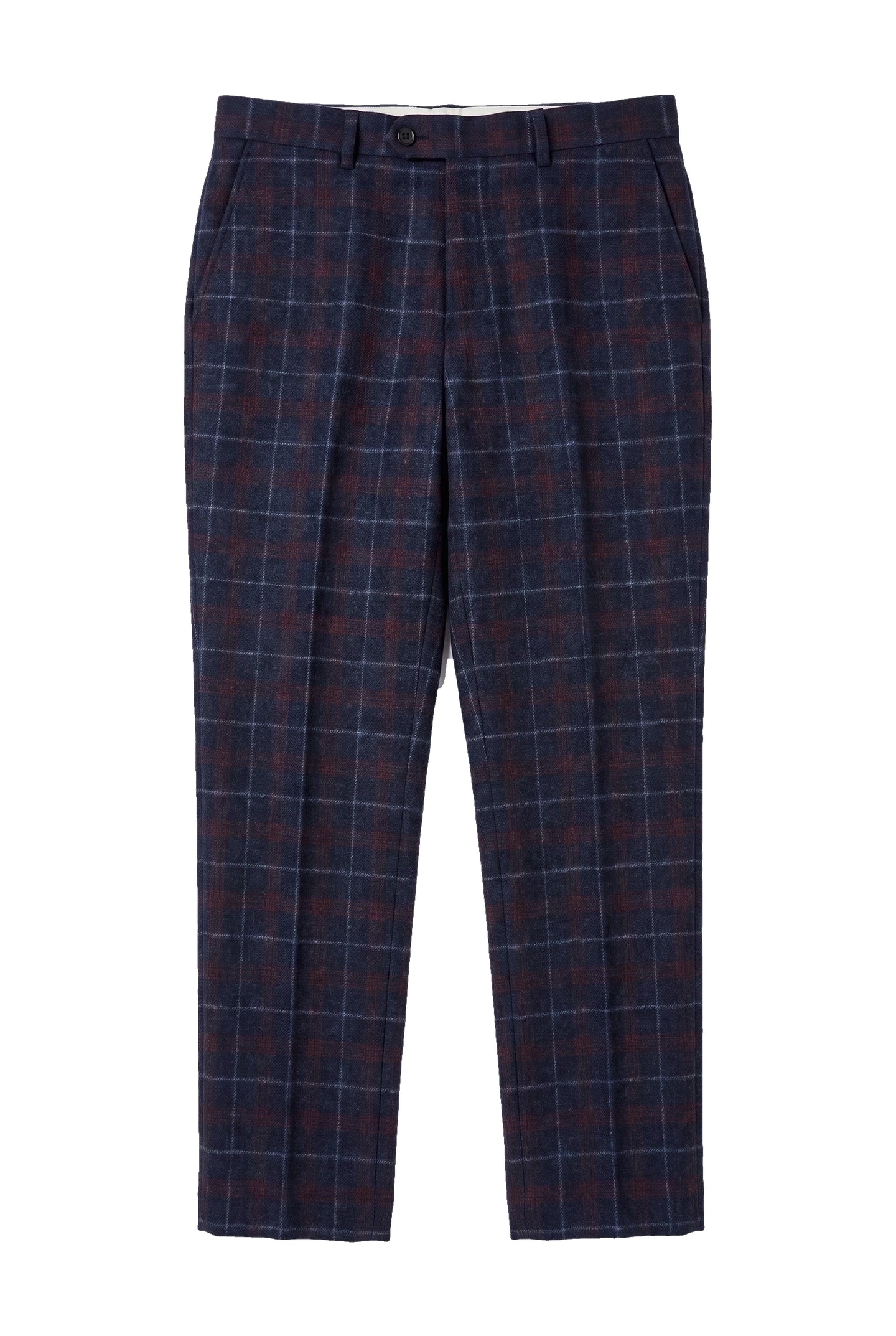 Kenneth - Men's Navy Tweed Check Trousers