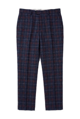 Kenneth - Men's Navy Tweed Check Trousers