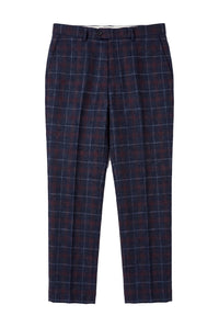 Kenneth - Men's Navy Tweed Check Trousers