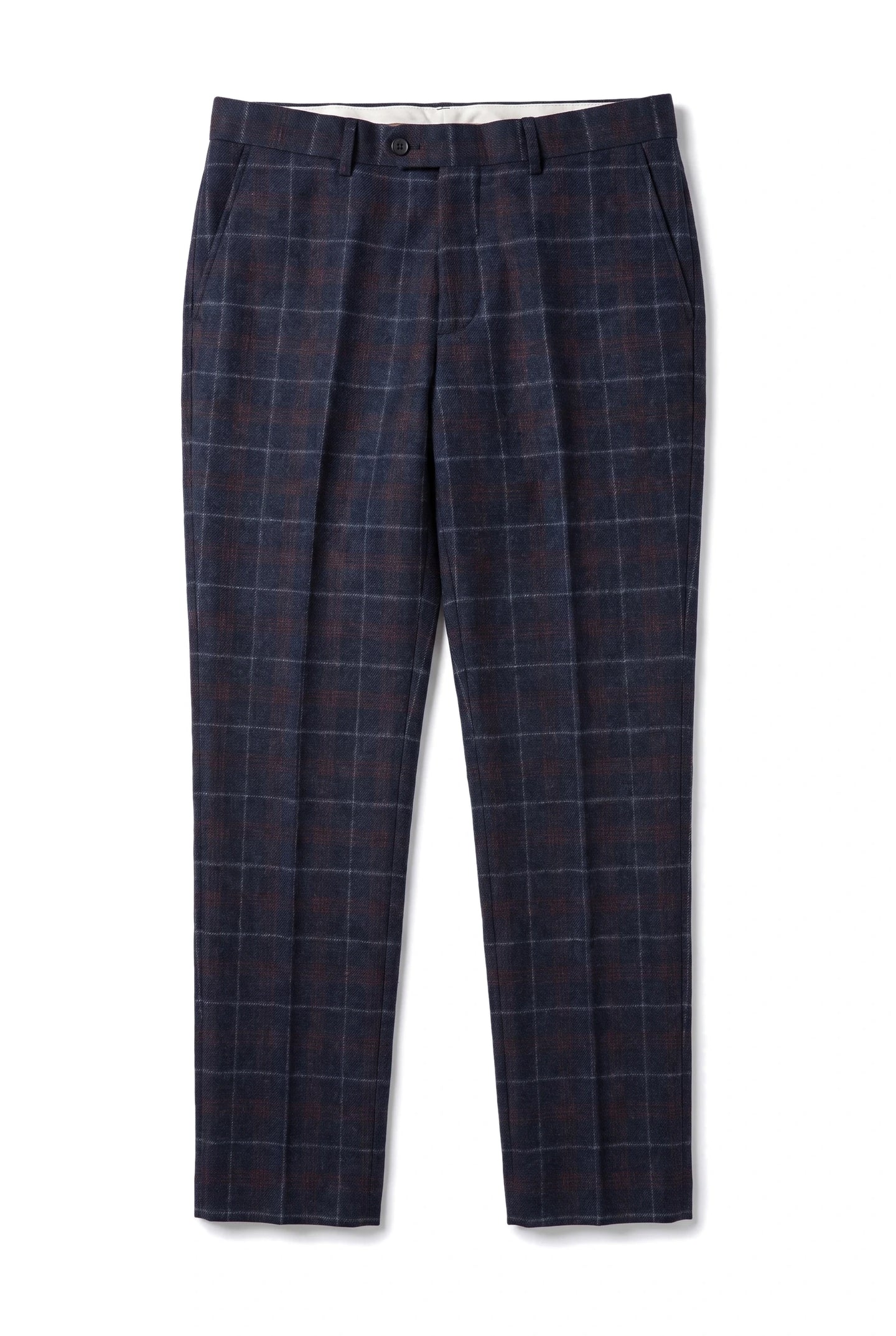 Kenneth - Men's Navy Tweed Check Trousers