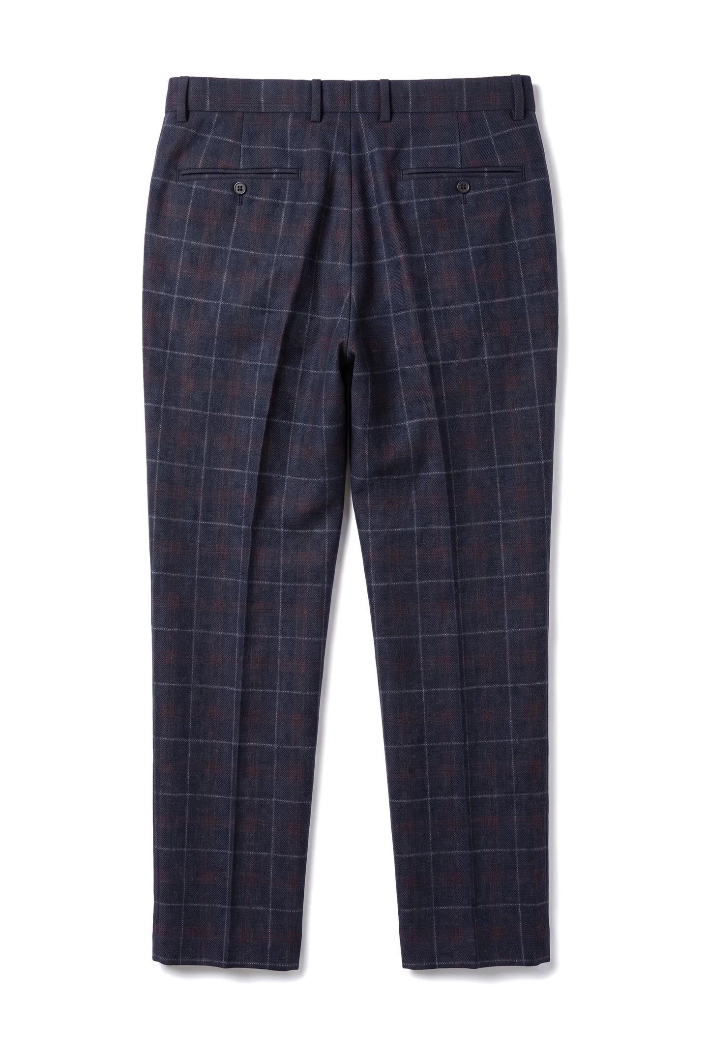Kenneth - Men's Navy Tweed Check Trousers