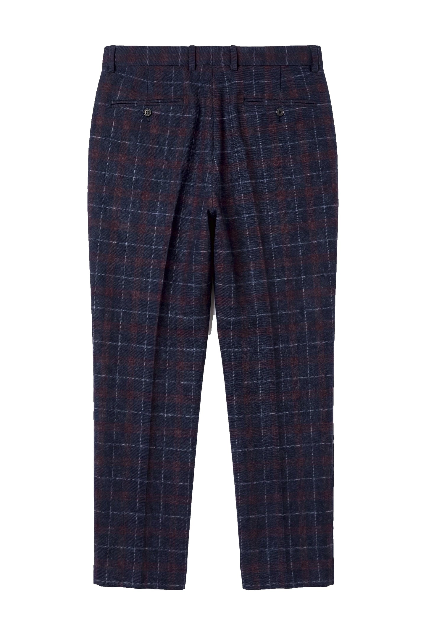 Kenneth - Men's Navy Tweed Check Trousers