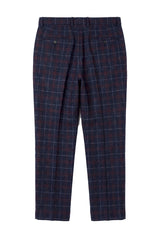 Kenneth - Men's Navy Tweed Check Trousers