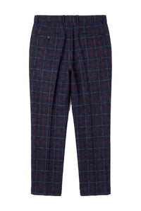 Kenneth - Men's Navy Tweed Check Trousers