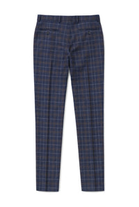 Rover - Men's Blue Wedding Trousers Tweed Check