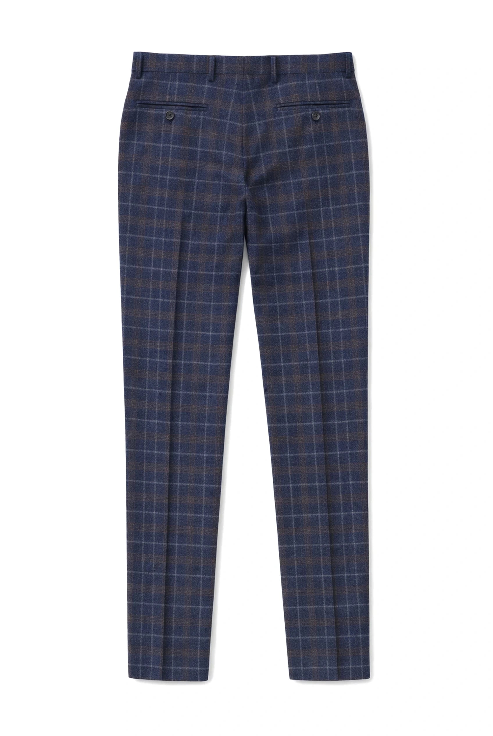 Rover - Men's Blue Wedding Trousers Tweed Check