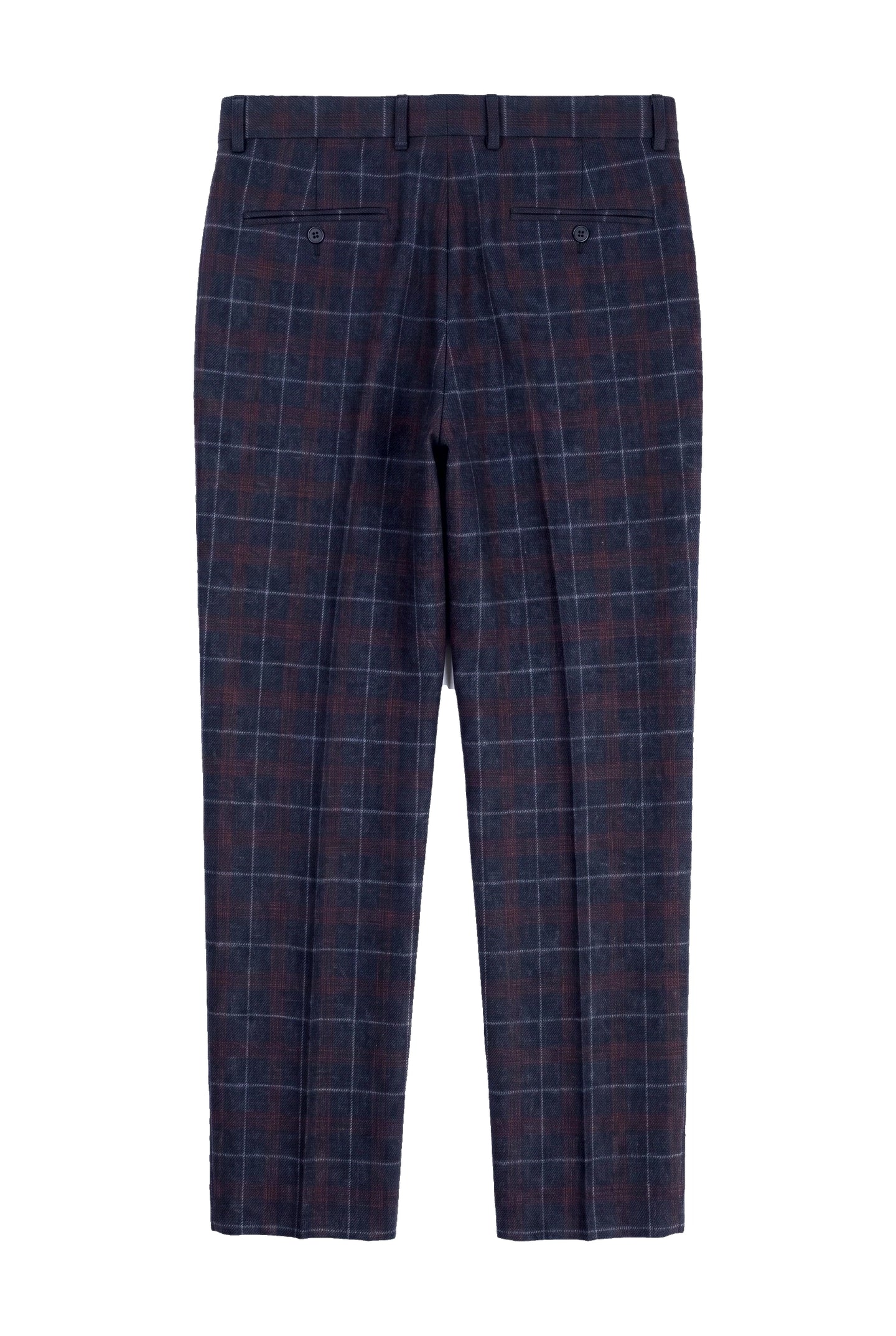 Rover - Men's Blue Wedding Trousers Tweed Check